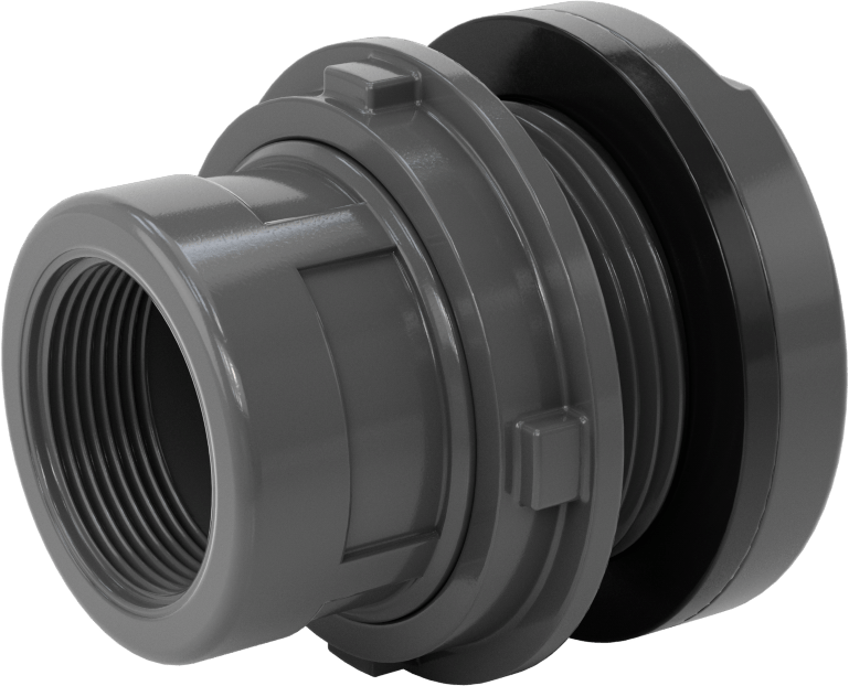 Duvar Delikli Plastik Düz Boru Bağlantı Parçası, Kalın Cidarlı PVC Adaptör, 1-1/2 Soket x 1-1/2 NPT Dişi