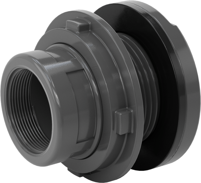 Duvar Delikli Plastik Düz Boru Bağlantı Parçası, Su için, Kalın Cidarlı PVC Adaptör, 2 Soket x 2 NPT Dişi