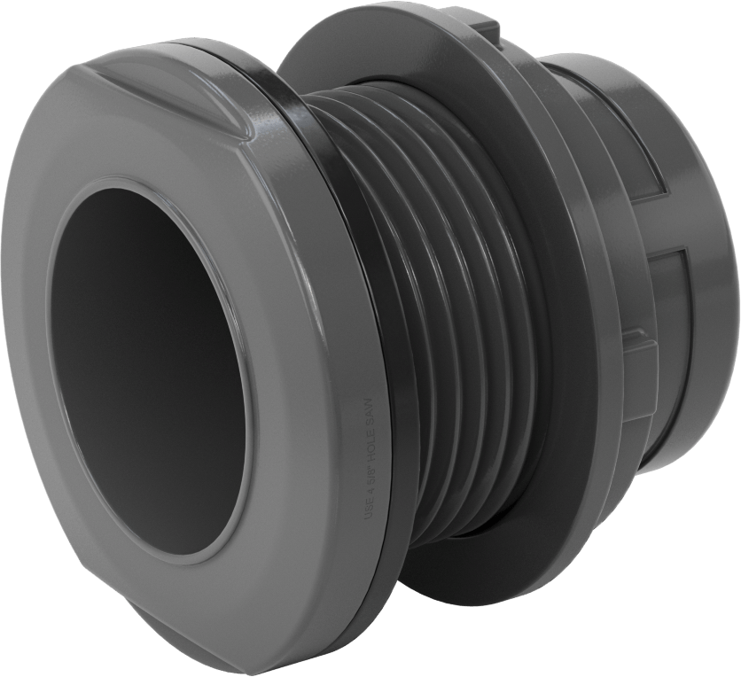 Duvar Delikli Plastik Düz Boru Bağlantı Parçası, Su için, Kalın Cidarlı PVC Adaptör, 3 Soket x 3 NPT Dişi