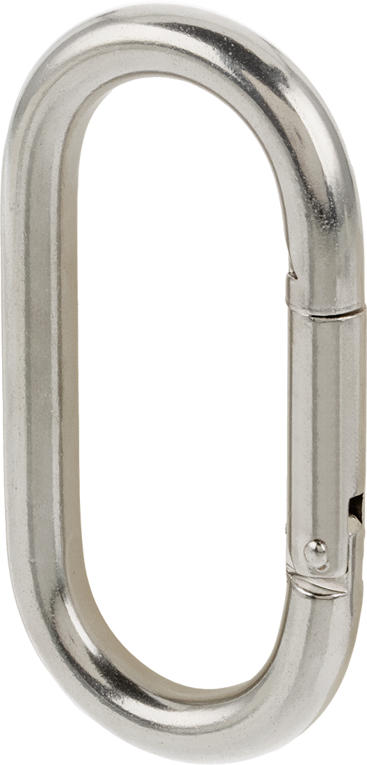 316 Paslanmaz Çelik Karabina - Kaldırma Amaçlı Değildir, 400 lbs. Kapasite, 3/8" Kalınlık, 1-3/16" Dar Uç İç Genişlik
