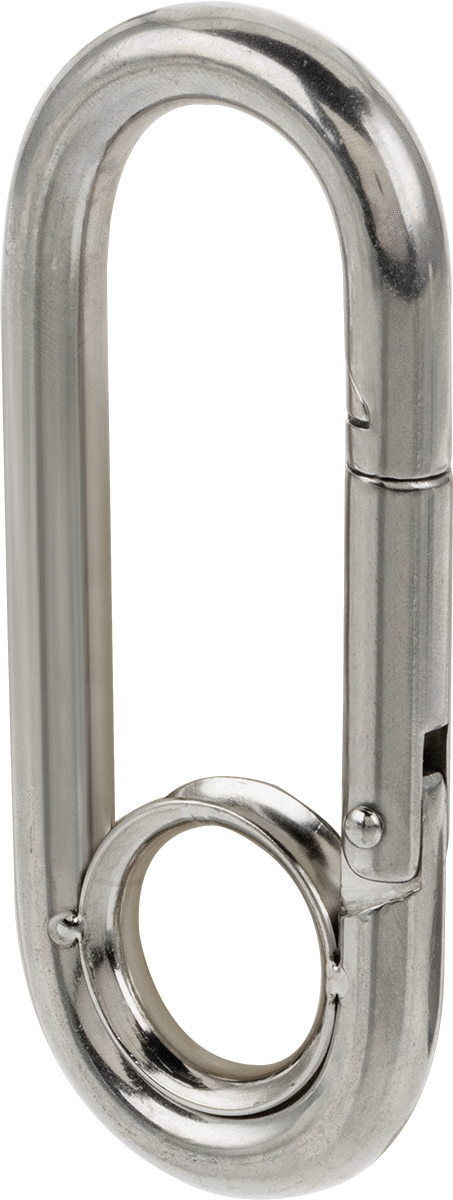 316 Paslanmaz Çelik Karabina - Kaldırma Amaçlı Değildir, 300 lbs. Kapasite, 3/8" Kalınlık, 1" Dar Uç İç Genişlik