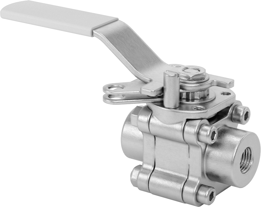 Easy-Maintenance Açma/Kapama Vanası, Kilitlenebilir Saplı 316 Paslanmaz Çelik Gövde, TFE Yuvası, 1/4 NPT Dişi