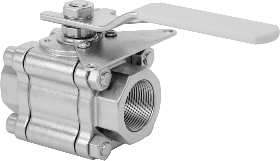 Easy-Maintenance Açma/Kapama Vanası, Kilitlenebilir Saplı 316 Paslanmaz Çelik Gövde, TFE Yuvası, 1-1/4 NPT Dişi