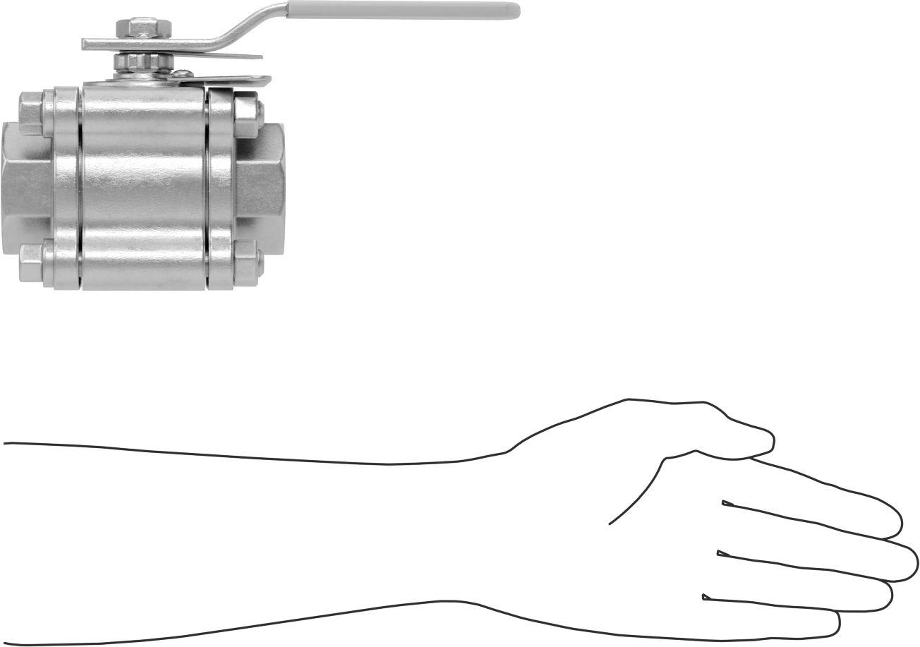 Easy-Maintenance Açma/Kapama Vanası, Kilitlenebilir Saplı 316 Paslanmaz Çelik Gövde, TFE Yuvası, 1-1/2 NPT Dişi