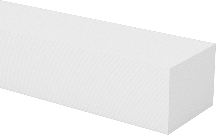 Antistatik Kaygan UHMW Polietilen Çubuk, FDA Uyumlu, 3/8" Kalınlık, 1/2" Genişlik, Beyaz