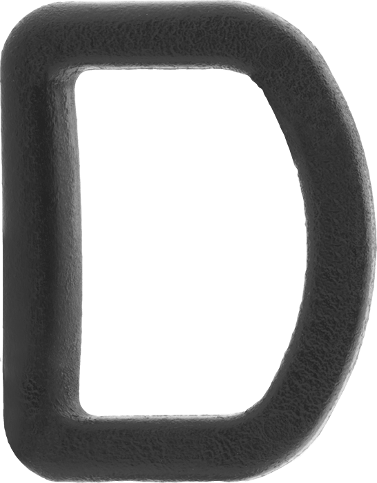 Plastik D-Halkası, Kaldırma Amaçlı Değildir, 3/16" Kalınlık, 1" İç Genişlik, Siyah