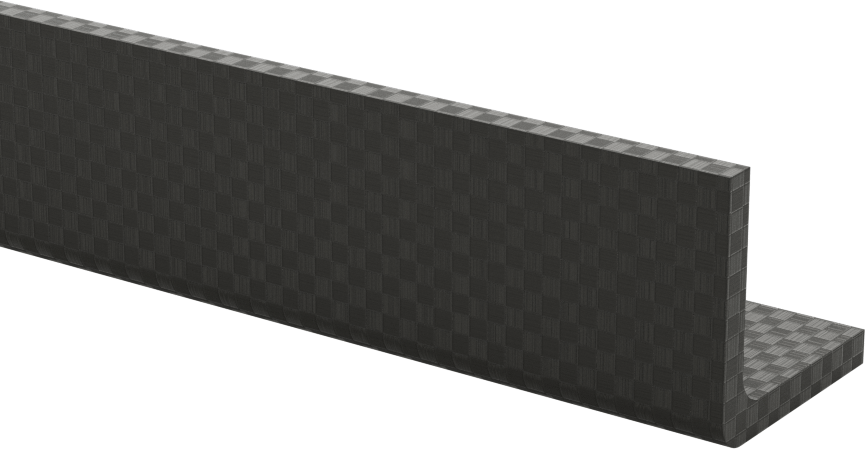 Yüksek Mukavemetli Karbon Fiber 90 Derece Açı, Yuvarlak İç Köşe, 0,13" Kalınlık, 1“ x 1” Dış Çap, 36" Uzunluk