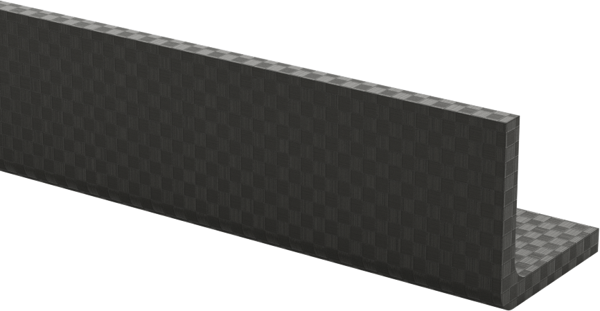 Yüksek Mukavemetli Karbon Fiber 90 Derece Açı, Yuvarlak İç Köşe, 0,13" Kalınlık, 1“ x 1” Dış Çap, 6' Uzunluk