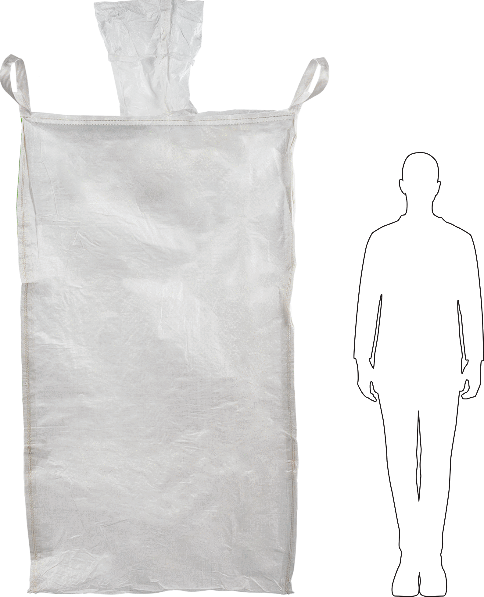 Polipropilen Plastik Toplu Torba, 41“ Genişlik x 41” Derinlik x 74" Yükseklik, 2500 lbs. Kapasite, Dikdörtgen Taban