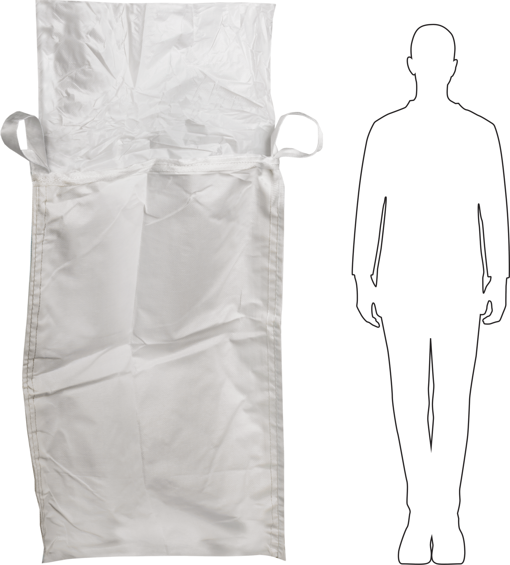 Polipropilen Plastik Toplu Torba, 35 inç Genişlik x 35 inç Derinlik x 40 inç Yükseklik, 3000 lb. Kapasite, Dikdörtgen Taban
