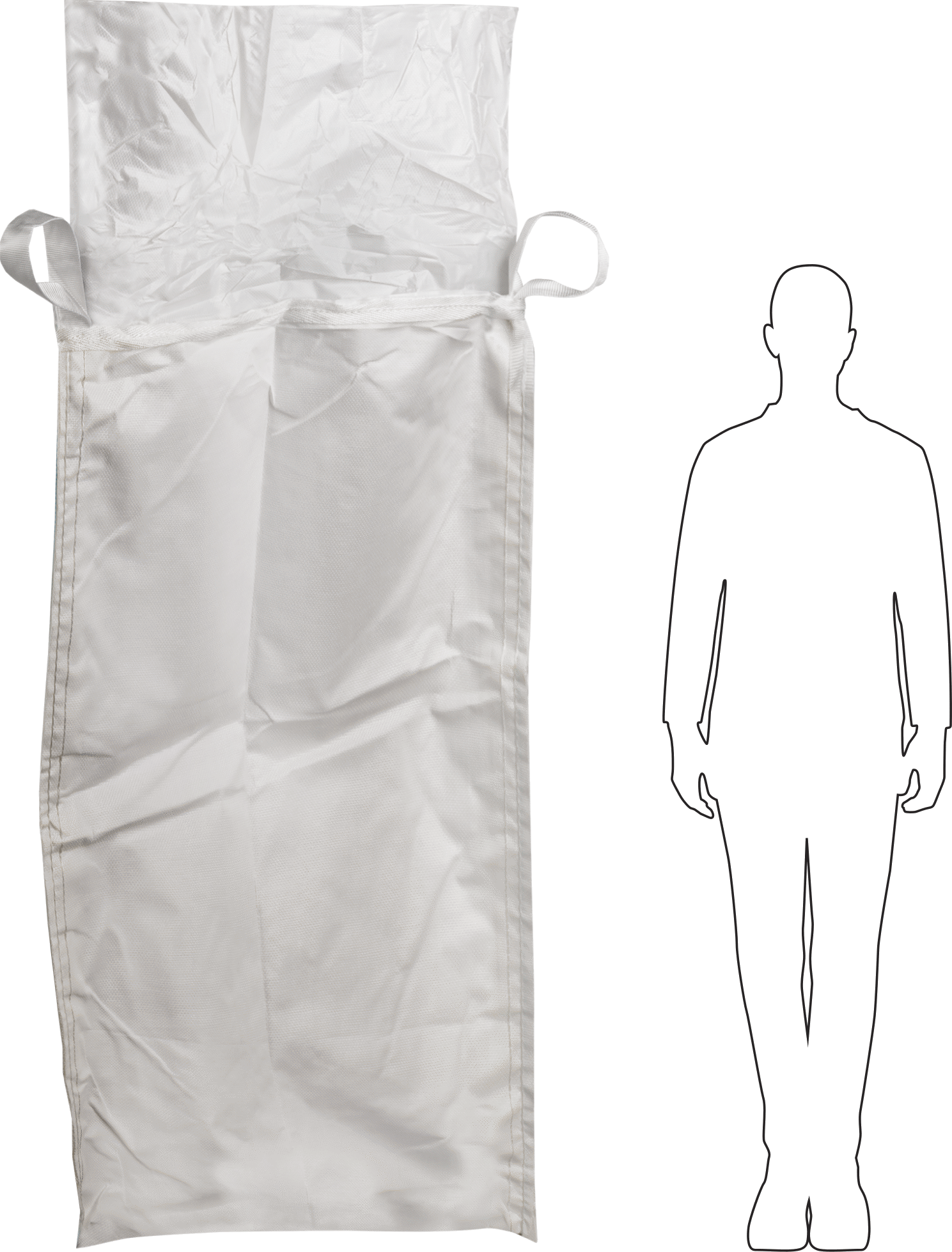 Polipropilen Plastik Toplu Torba, 35“ Genişlik x 35” Derinlik x 55" Yükseklik, 3000 lb. Kapasite, Dikdörtgen Taban