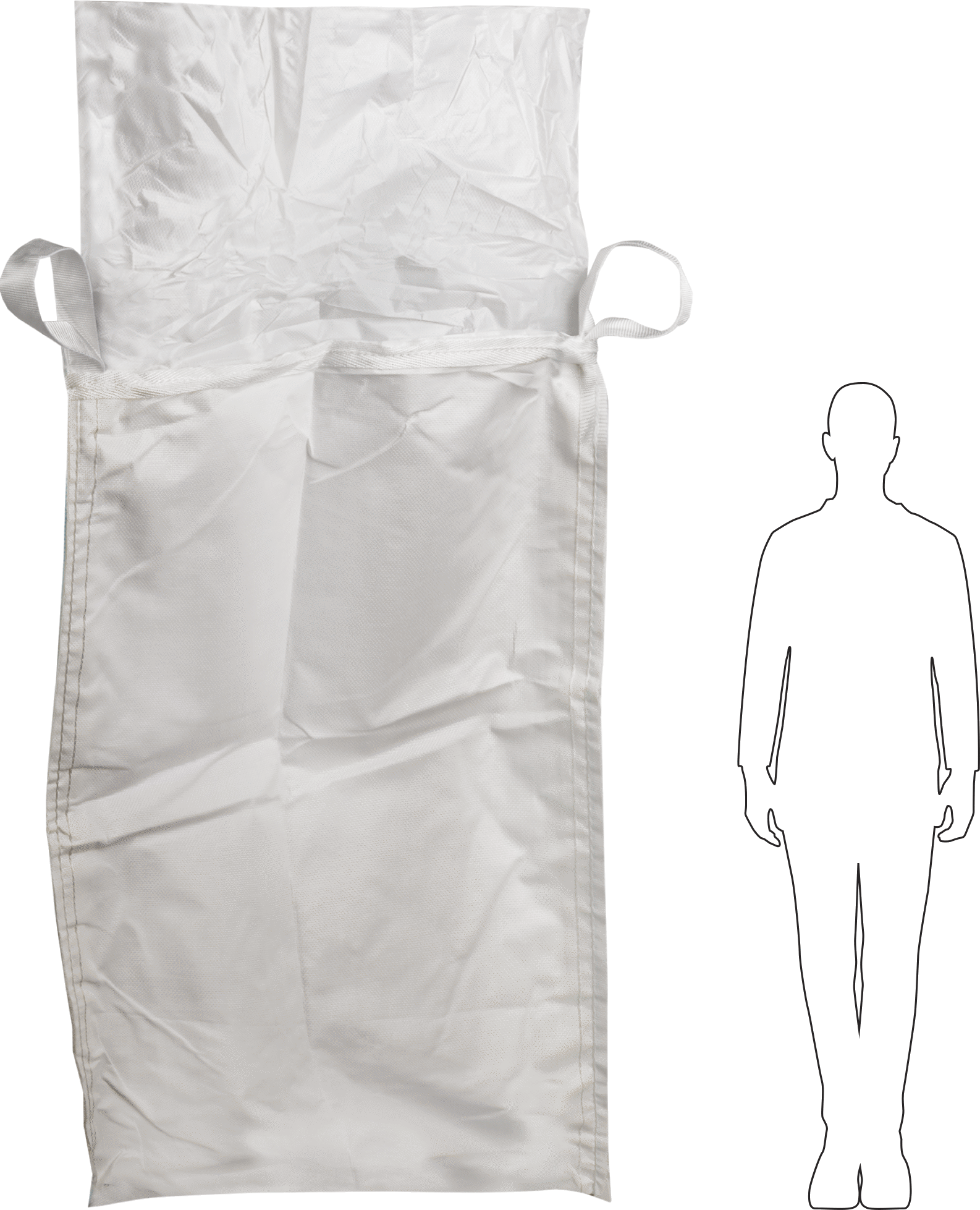Polipropilen Plastik Toplu Torba, 41“ Genişlik x 38” Derinlik x 63" Yükseklik, 3000 lb. Kapasite, Dikdörtgen Taban