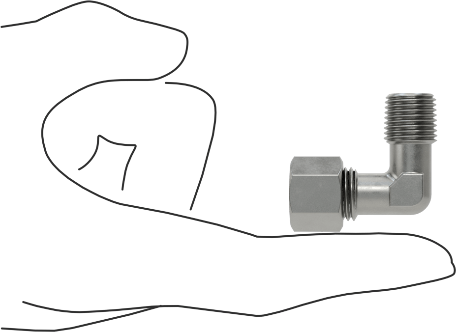 Yüksek Basınçlı Sıkıştırma Bağlantı Elemanı, 90 Derece Dirsek Adaptörü, 6 mm Boru Dış Çapı x 1/4 BSPT