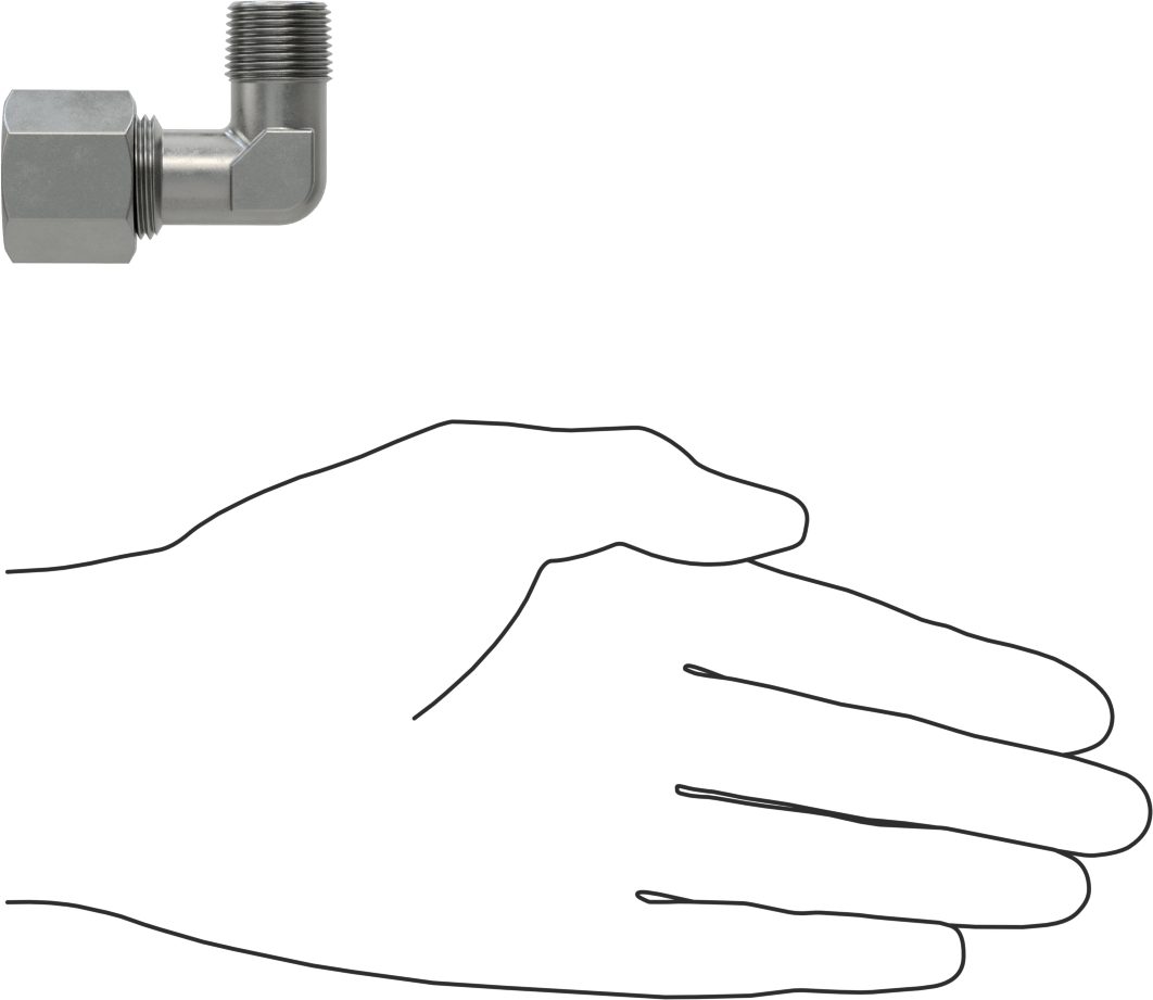 Yüksek Basınçlı Sıkıştırma Bağlantı Elemanı, 90 Derece Dirsek Adaptörü, 12 mm Boru Dış Çapı x 3/8 BSPT