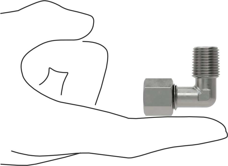 Yüksek Basınçlı Sıkıştırma Bağlantı Elemanı, 90 Derece Dirsek Adaptörü, 6 mm Boru Dış Çapı x 1/4 NPT
