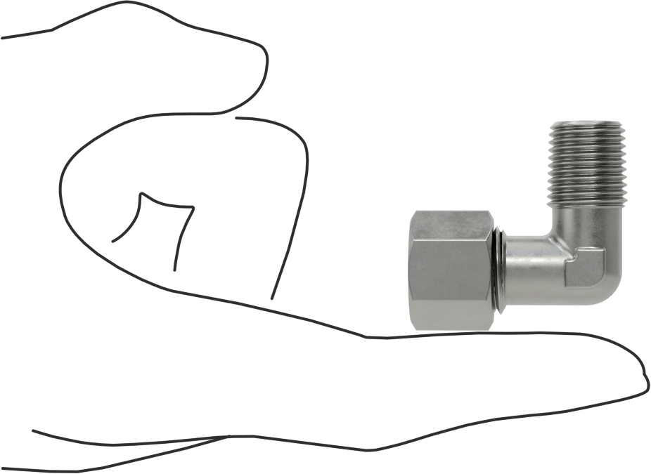 Yüksek Basınçlı Sıkıştırma Bağlantı Elemanı, 90 Derece Dirsek Adaptörü, 8 mm Boru Dış Çapı x 1/4 NPT