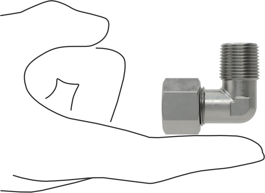 Yüksek Basınçlı Sıkıştırma Bağlantı Elemanı, 90 Derece Dirsek Adaptörü, 10 mm Boru Dış Çapı x 3/8 NPT