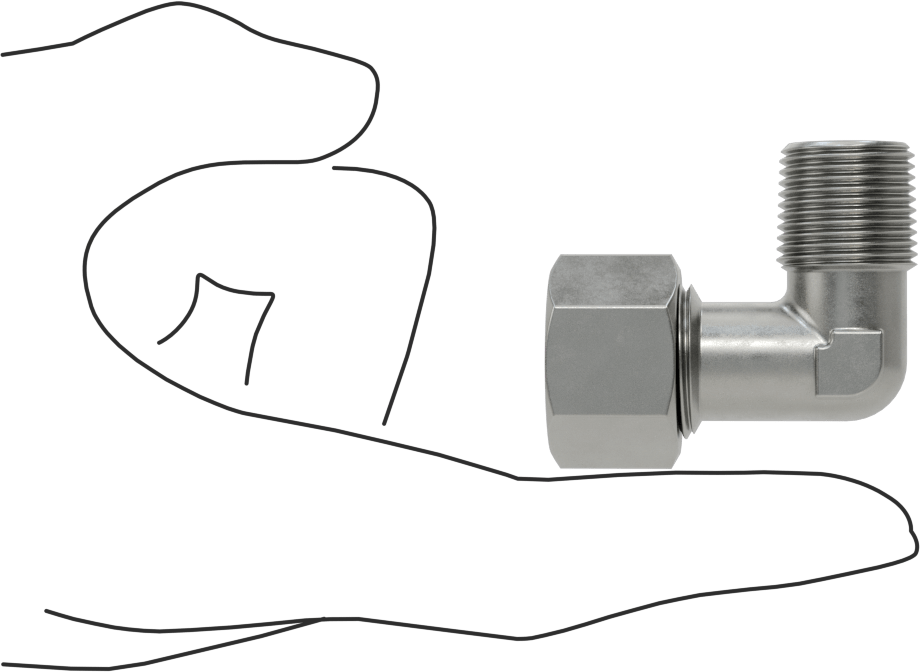 Yüksek Basınçlı Sıkıştırma Bağlantı Elemanı, 90 Derece Dirsek Adaptörü, 12 mm Boru Dış Çap x 3/8 NPT