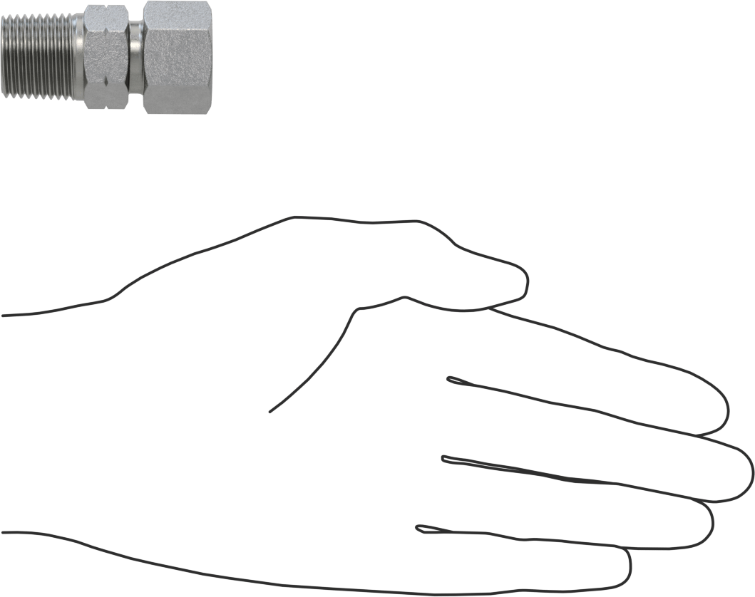 Yüksek Basınçlı Sıkıştırma Bağlantı Elemanı, Düz Adaptör, 12 mm Boru Dış Çapı x 1/2 NPT
