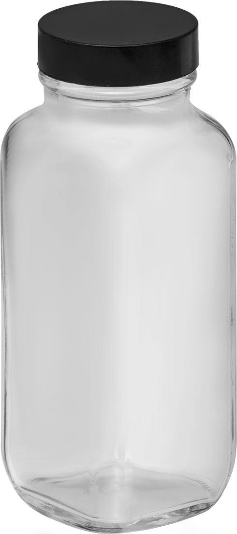 Kare Cam Kavanoz, PTFE Plastik Conta ile, 8 FL oz/235 ml Kapasite