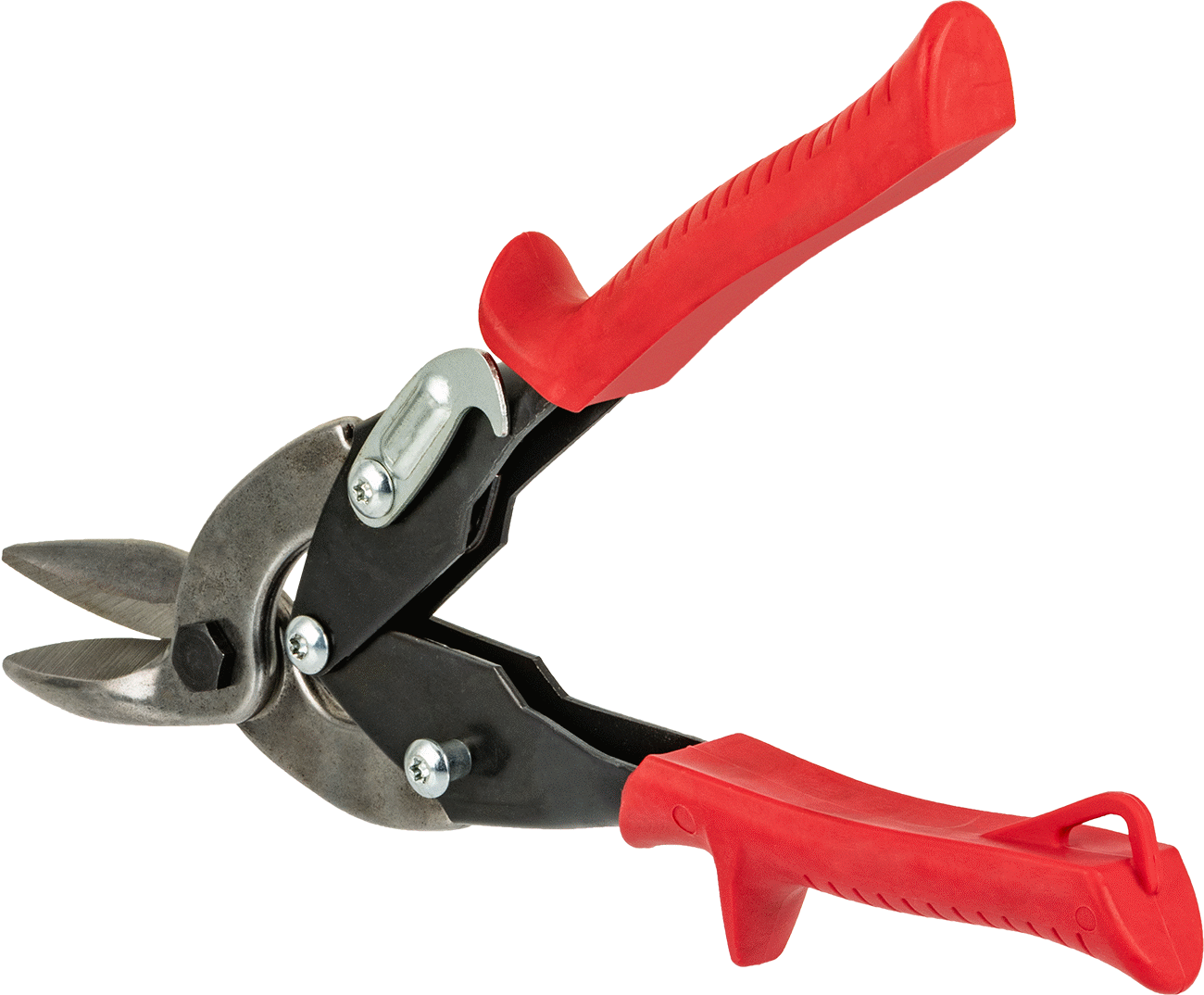 Yüksek Kuvvetli Sac Kesme Makası, Kırmızı Tutamak ile, 10" Toplam Uzunluk, 1-1/4" Kesim Uzunluğu