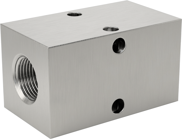 Dik Açılı Akış Dikdörtgen Manifold, Temizlenmiş ve Torbalı, 2 Çıkış, 1/4 NPT x 1/8 NPT