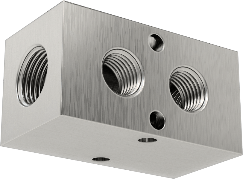 Dik Açılı Akış Dikdörtgen Manifold, Temizlenmiş ve Torbalı, 2 Çıkış, 3/8 NPT x 1/4 NPT