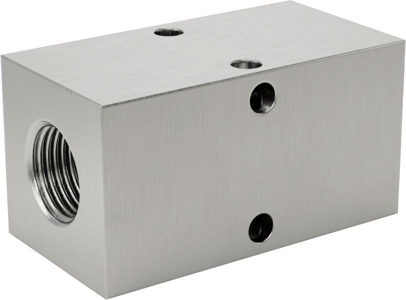 Dik Açılı Akış Dikdörtgen Manifold, Temizlenmiş ve Torbalı, 2 Çıkış, 3/8 NPT x 1/4 NPT