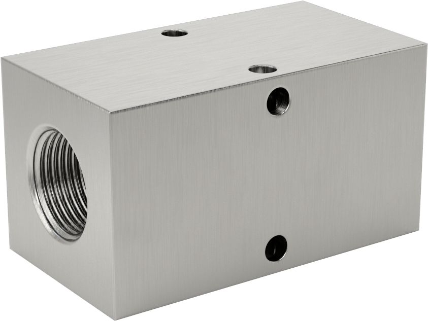 Dik Açılı Akış Dikdörtgen Manifold, Temizlenmiş ve Torbalı, 2 Çıkış, 1/2 NPT x 3/8 NPT