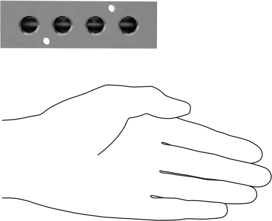 Dik Açılı Akış Dikdörtgen Manifold, Temizlenmiş ve Torbalı, 4 Çıkış, 3/8 NPT x 1/4 NPT