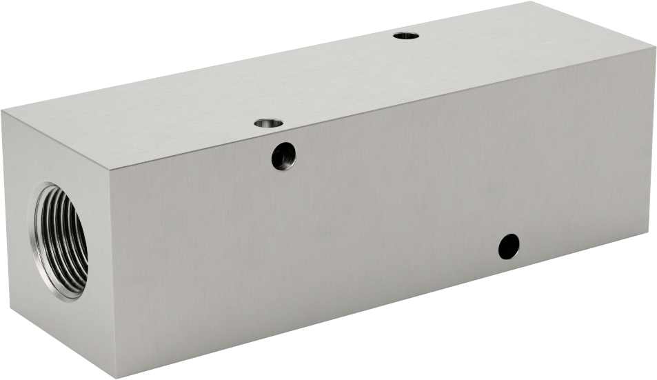 Dik Açılı Akış Dikdörtgen Manifold, Temizlenmiş ve Torbalı, 4 Çıkış, 1/2 NPT x 3/8 NPT