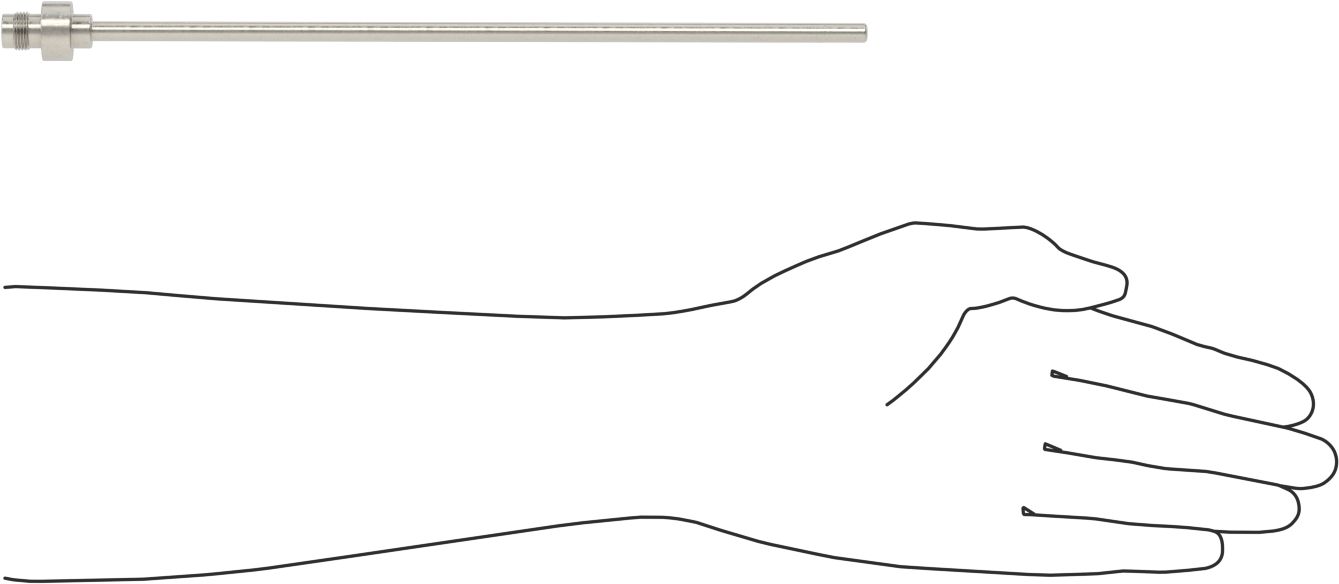 Sıvılar ve Gazlar için RTD Probu, 316L Paslanmaz Çelik Prob, 100 Ohm, 9-7/8" Uzunluk, 1/4" Çap