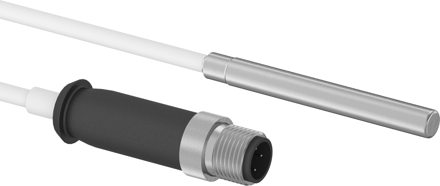 Sıvılar ve Gazlar için RTD Probu, 316 Paslanmaz Çelik Prob, 1000 Ohm, 2" Uzunluk, 1/4" Çap, Kablo ile