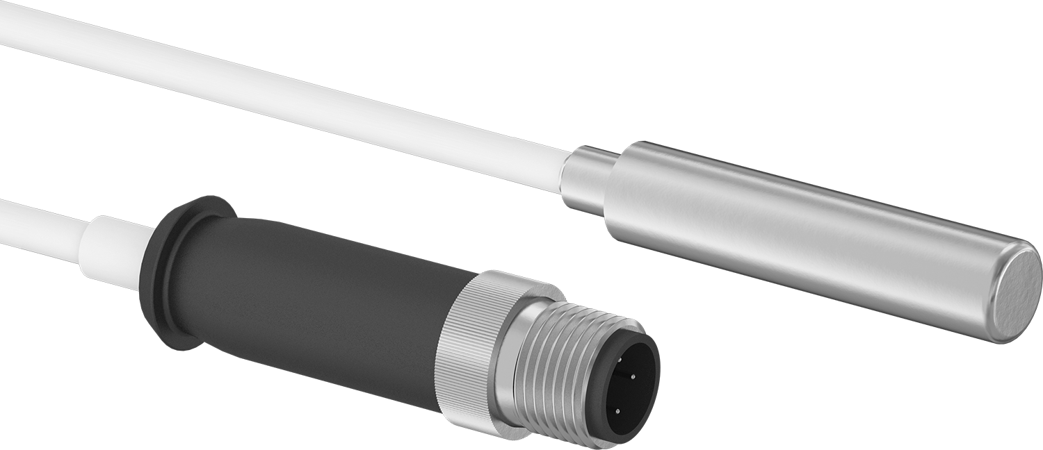 Sıvılar ve Gazlar için RTD Probu, 316L Paslanmaz Çelik Prob, 100 Ohm, 1-5/8 inç Uzunluk, 3/8" Çap, Kablo ile