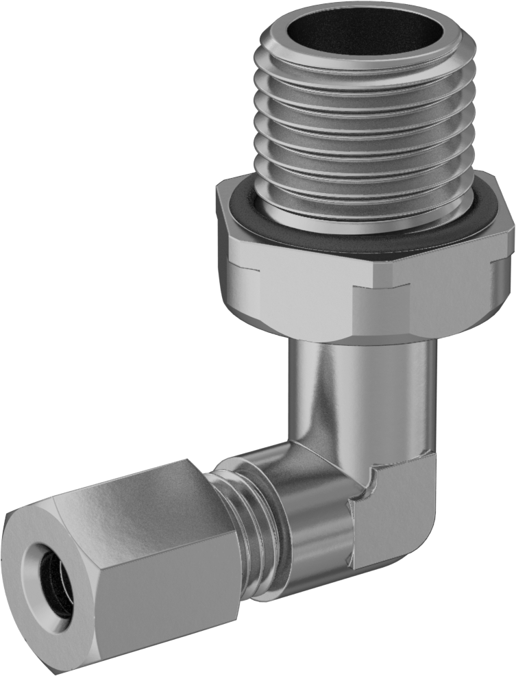 Hava ve Su için Pirinç Sıkıştırma Tüp Bağlantısı, Buna-N O-Ringli Dirsek, 4 mm Boru Dış Çapı x 1/4 BSPP Erkek