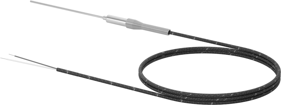 Sıvılar ve Gazlar için Termokupl Probu, Tip J, Tel Uçları, Kablo ile, 3“ Uzunluk x 1/16” Çaplı Prob