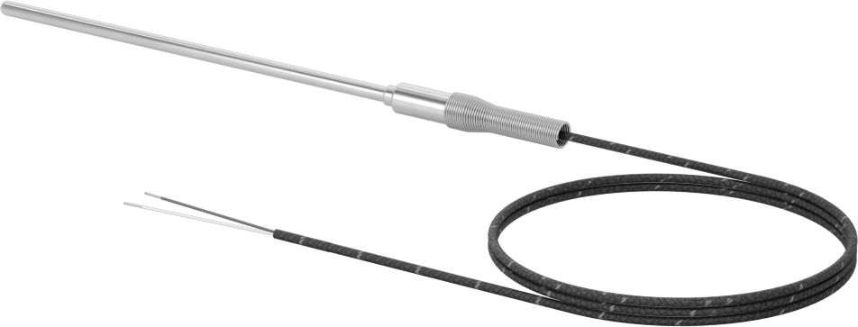 Sıvılar ve Gazlar için Termokupl Probu, Tip J, Tel Uçları, Kablo ile, 6“ Uzunluk x 3/16” Çaplı Prob