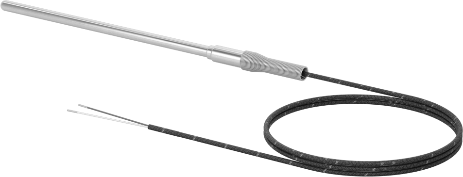 Sıvılar ve Gazlar için Termokupl Probu, Tip J, Tel Uçları, Kablo ile, 6“ Uzunluk x 1/4” Çaplı Prob