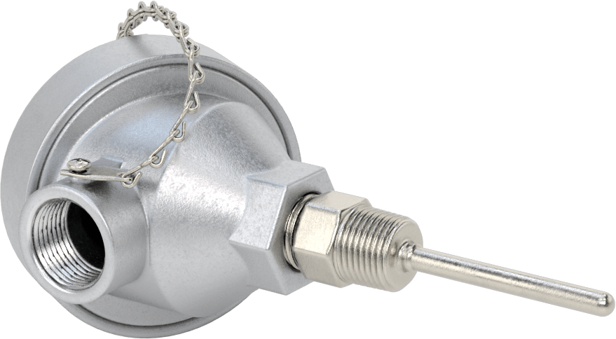 Sıvılar ve Gazlar için Dişli Termokupl Probu, NEMA 4 Bağlantı Başlığı, Tip K, 2-1/2“ Uzunluk x 1/4” Çap