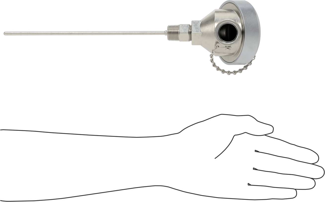 Sıvılar ve Gazlar için Dişli Termokupl Probu, NEMA 4 Bağlantı Başlığı, Tip K, 8-1/2“ Uzunluk x 3/16” Çap
