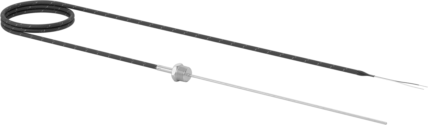 Sıvılar ve Gazlar için Dişli Termokupl Probu, Tel Uçları, Tip K, 1/2 NPT Erkek, 12“ Uzunluk x 1/8” Çap