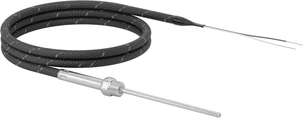 Sıvılar ve Gazlar için Dişli Termokupl Probu, Tel Uçları, Tip J, 1/8 NPT Erkek, 3“ Uzunluk x 1/8” Çap