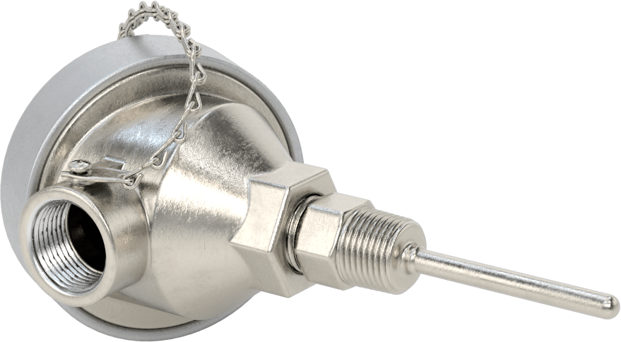 Sıvılar ve Gazlar için Dişli Termokupl Probu, NEMA 4 Bağlantı Başlığı, Tip J, 2-1/2“ Uzunluk x 1/4” Çap