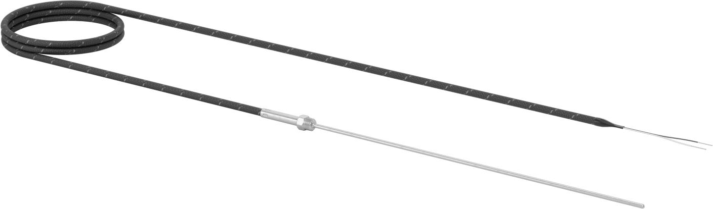 Sıvılar ve Gazlar için Dişli Termokupl Probu, Tel Uçları, Tip J, 1/8 NPT Erkek, 12“ Uzunluk x 1/8” Çap