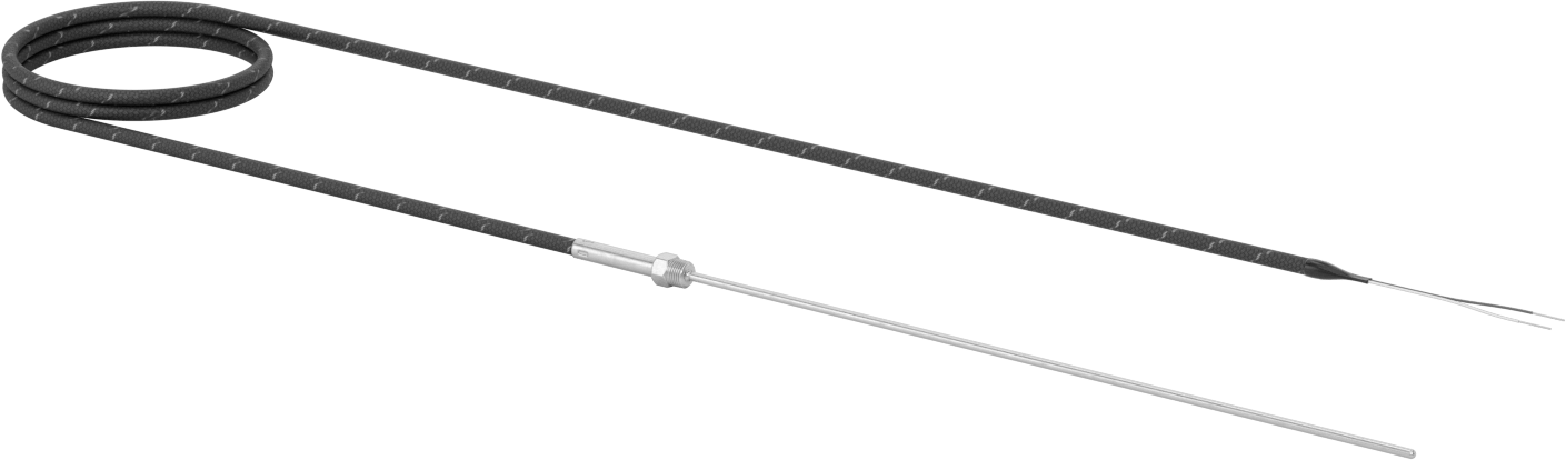 Sıvılar ve Gazlar için Dişli Termokupl Probu, Tel Uçları, Tip K, 1/8 NPT Erkek, 12“ Uzunluk x 1/8” Çap