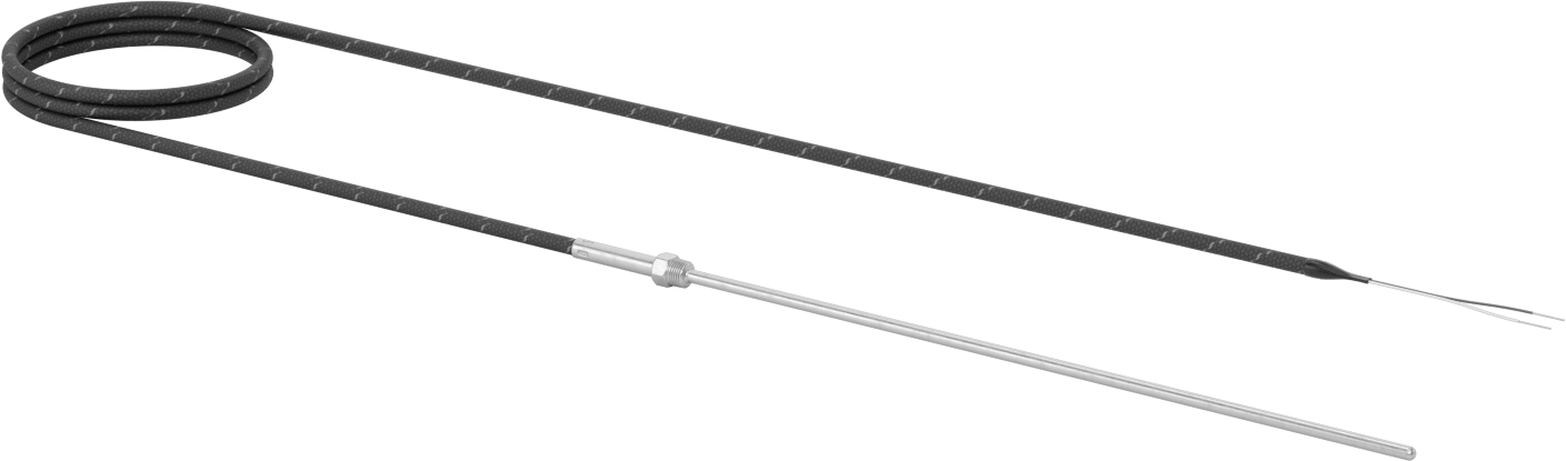 Sıvılar ve Gazlar için Dişli Termokupl Probu, Tel Uçları, Tip T, 1/8 NPT Erkek, 12“ Uzunluk x 3/16” Çap