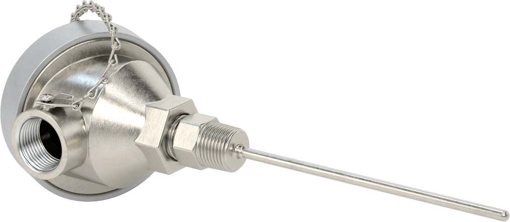 Sıvılar ve Gazlar için Dişli Termokupl Probu, NEMA 4 Bağlantı Başlığı, Tip T, 5-1/2“ Uzunluk x 3/16” Çap