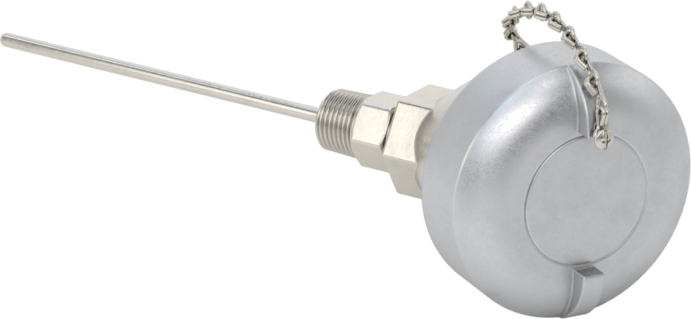 Sıvılar ve Gazlar için Dişli Termokupl Probu, NEMA 4 Bağlantı Başlığı, Tip T, 5-1/2“ Uzunluk x 3/16” Çap