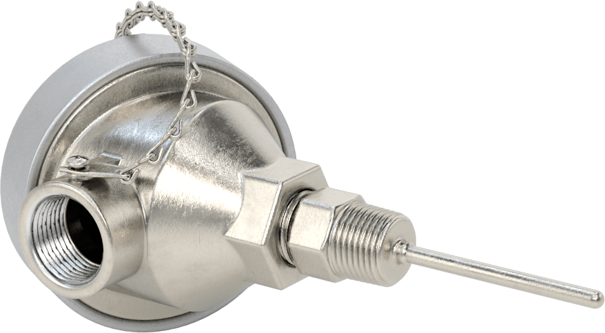Sıvılar ve Gazlar için Dişli Termokupl Probu, NEMA 4 Bağlantı Başlığı, Tip J, 2-1/2“ Uzunluk x 3/16” Çap