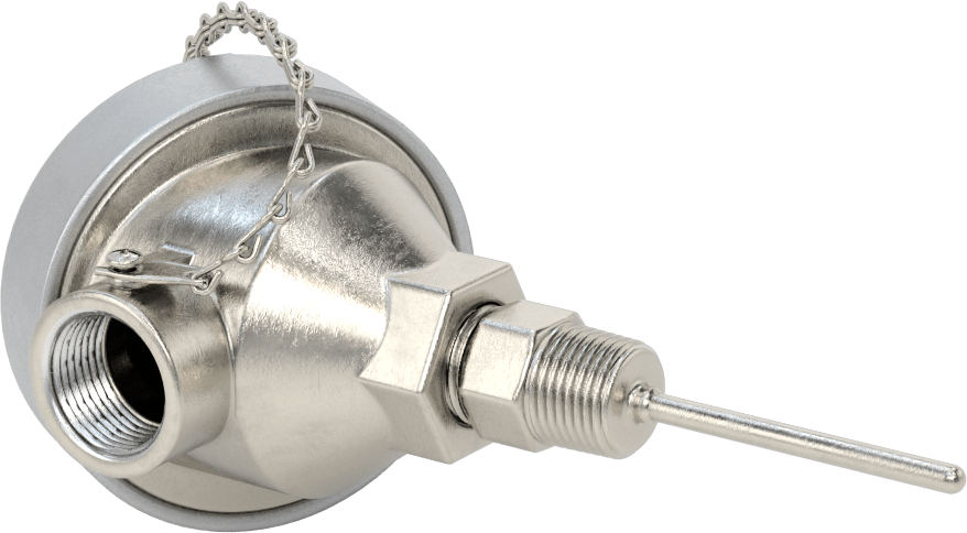 Sıvılar ve Gazlar için Dişli Termokupl Probu, NEMA 4 Bağlantı Başlığı, Tip T, 2-1/2“ Uzunluk x 3/16” Çap